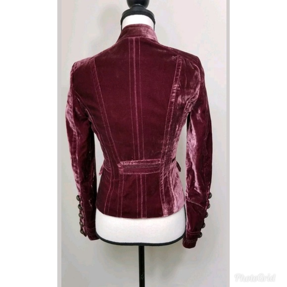 SOLD....Karen Millen Wine Velvet Button Up Blazer - Picture 3 of 8